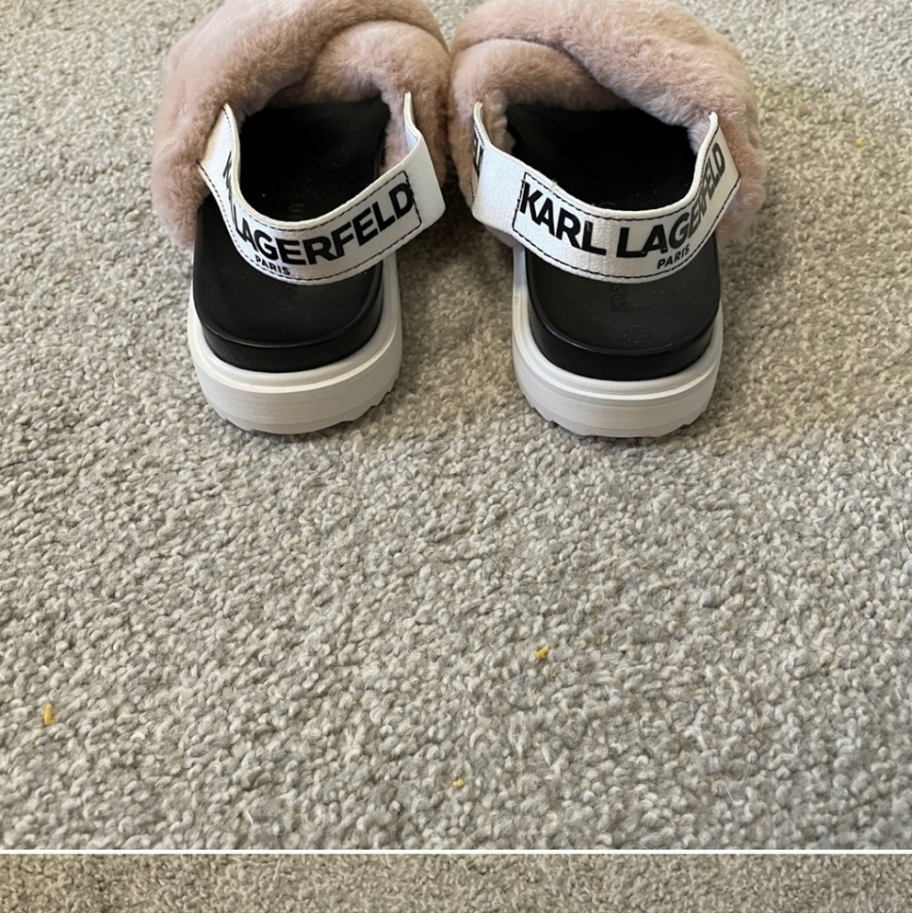 Karl Lagerfeld Faux Fur Slingback Slides - Picture 3 of 4